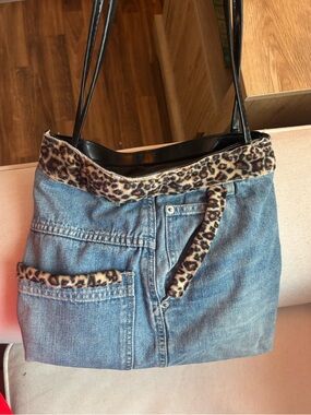 Denim and Leopard Bag